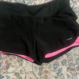 Hind Black and Pink Athletic Shorts with Elastic Waistband